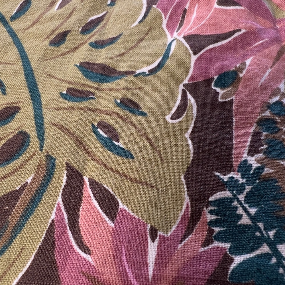 Madewell Boho Midi Skirt Tropical Leaf Print Linen Blend Brown Green Size 0 - Picture 7 of 7